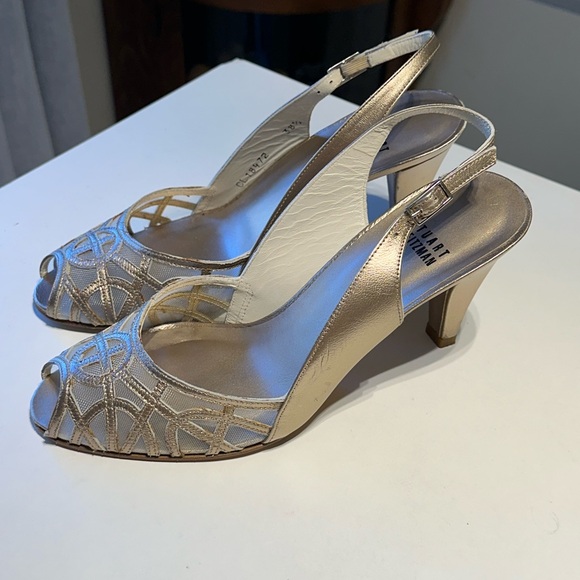 Stuart Weitzman open toe high heels sandals light gold (silver gold), EU 38 1/2 - Picture 2 of 16